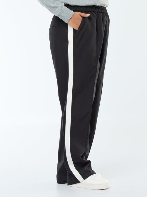 Calças de corte direito com faixas nos lados - Kiabi