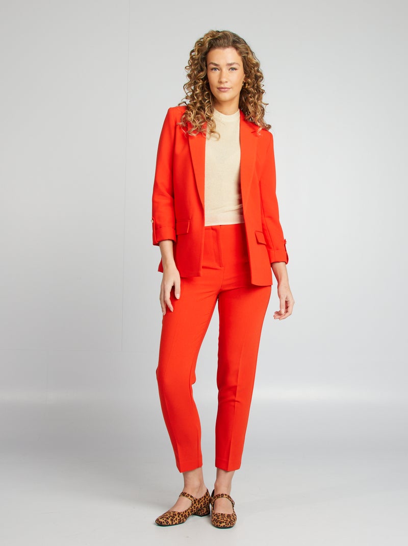 Calças de corte direito e cintura subida Vermelho - Kiabi