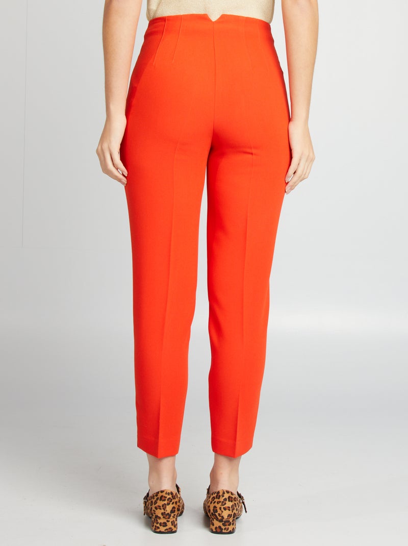 Calças de corte direito e cintura subida Vermelho - Kiabi