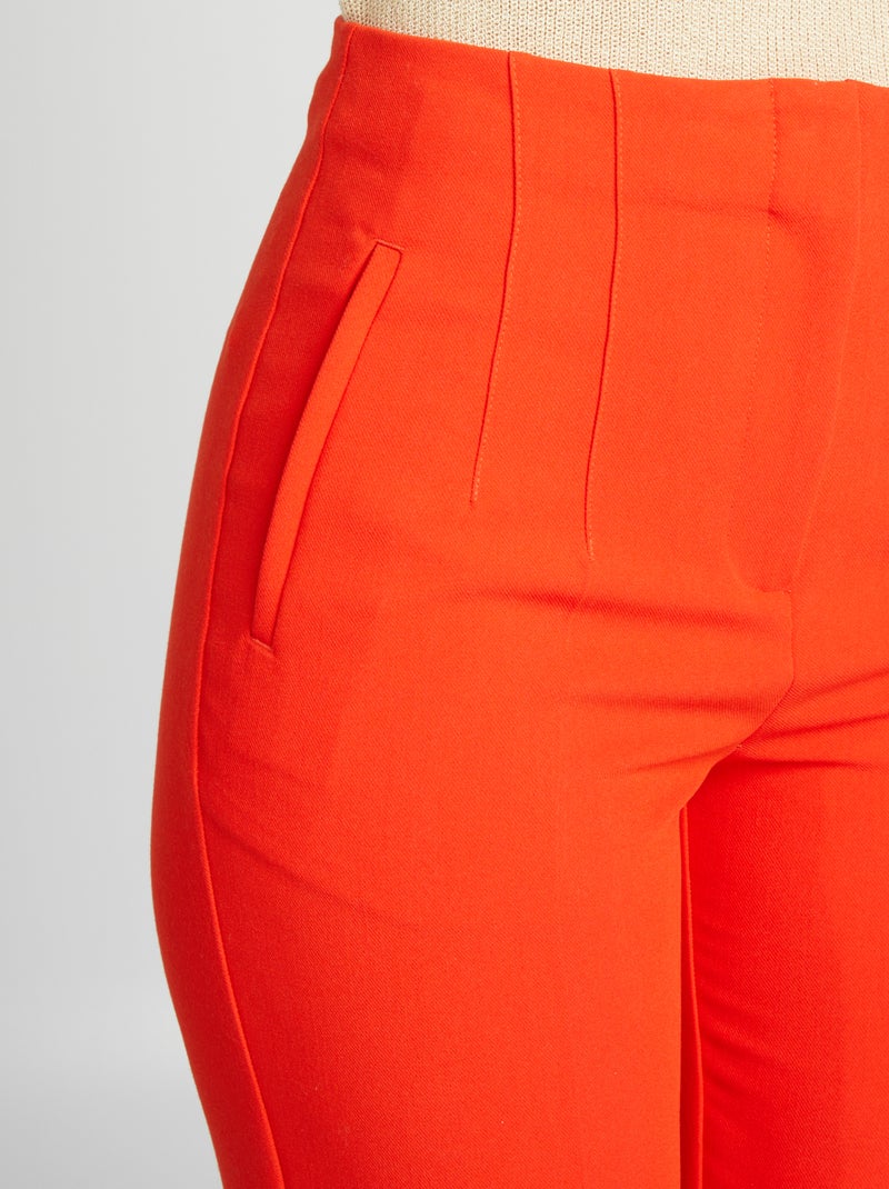 Calças de corte direito e cintura subida Vermelho - Kiabi