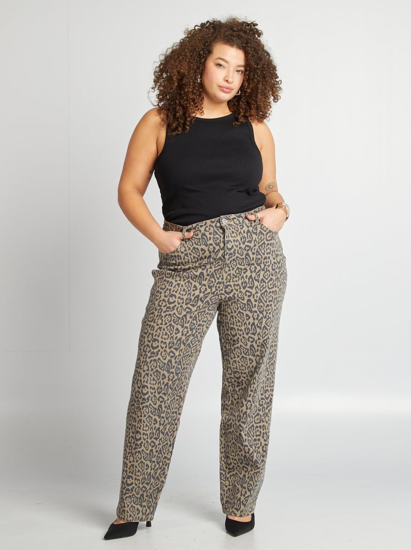 Calças de corte direito 'leopardo' CASTANHO - Kiabi