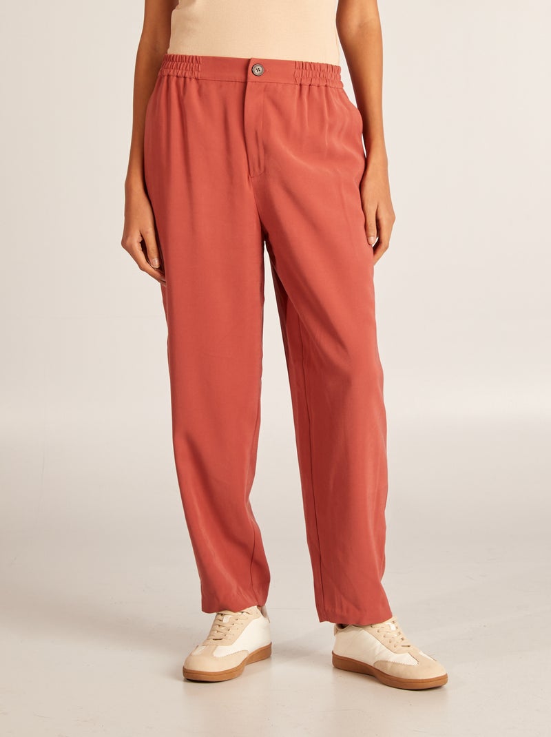 Calças de corte direito lisas VERMELHO - Kiabi