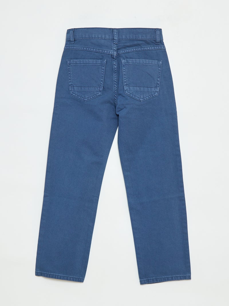 Calças de corte direito/regular fit com 5 bolsos Azul - Kiabi