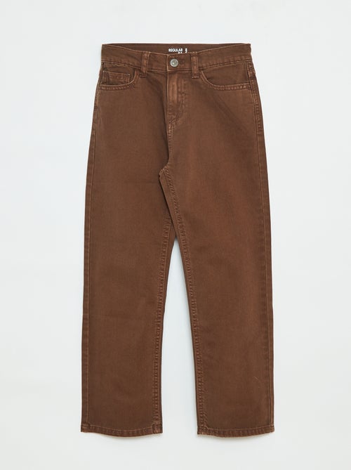 Calças de corte direito/regular fit com 5 bolsos - Kiabi