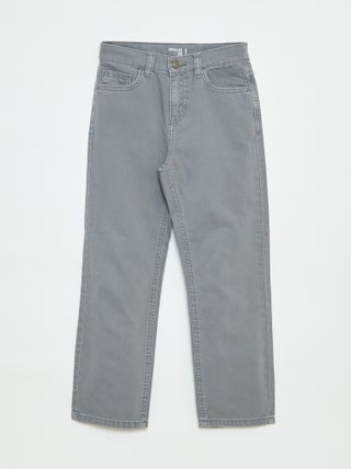 Calças de corte direito/regular fit com 5 bolsos