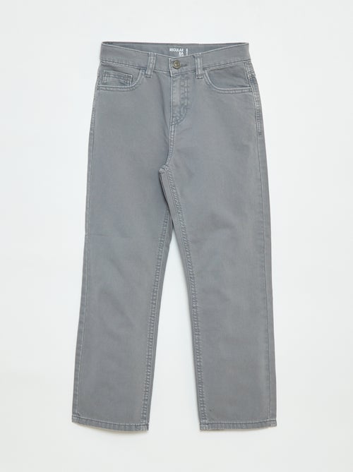 Calças de corte direito/regular fit com 5 bolsos - Kiabi