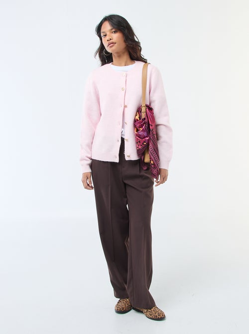 Calças de corte largo com cintura elástica + cordões para atar - Kiabi Calças de corte largo com cintura elástica + cordões para atar - Kiabi