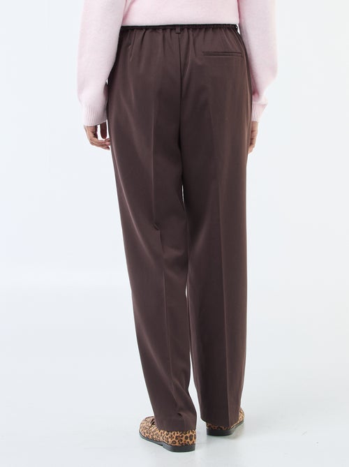 Calças de corte largo com cintura elástica + cordões para atar - Kiabi Calças de corte largo com cintura elástica + cordões para atar - Kiabi