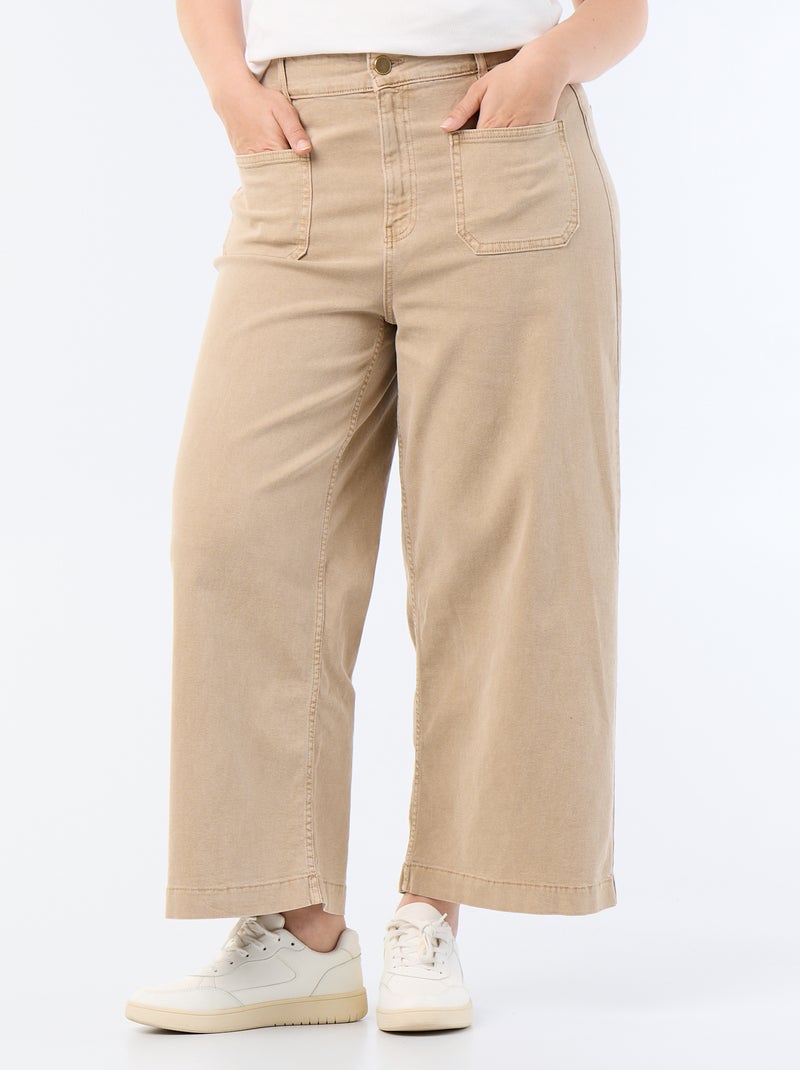 Calças de corte largo / wide leg cintura standard Bege - Kiabi
