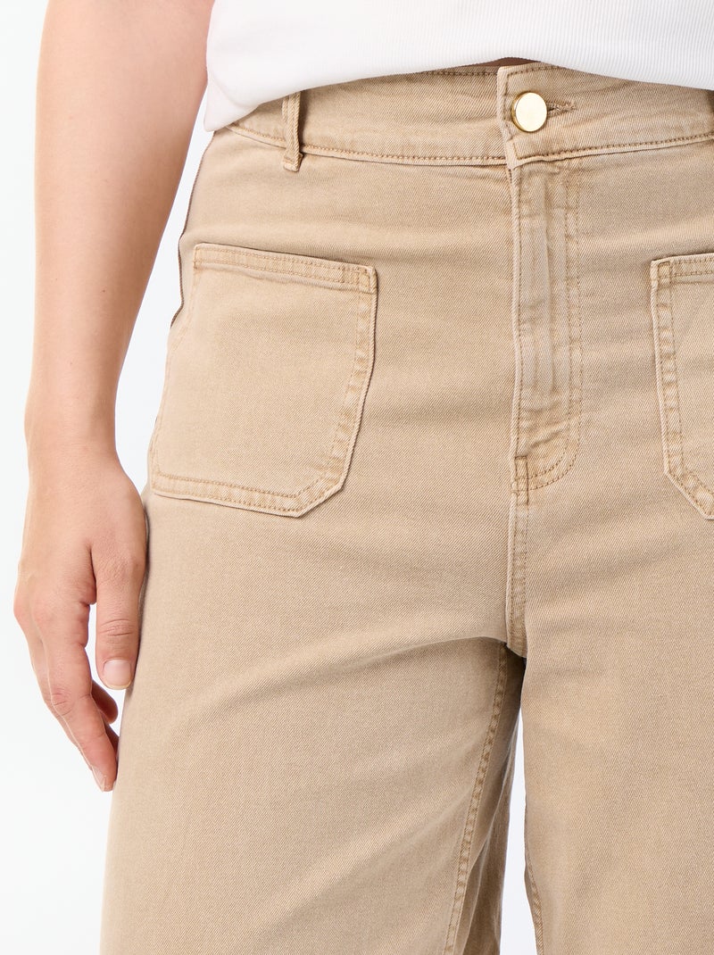 Calças de corte largo / wide leg cintura standard Bege - Kiabi