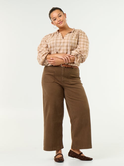 Calças de corte largo / wide leg cintura standard - Kiabi