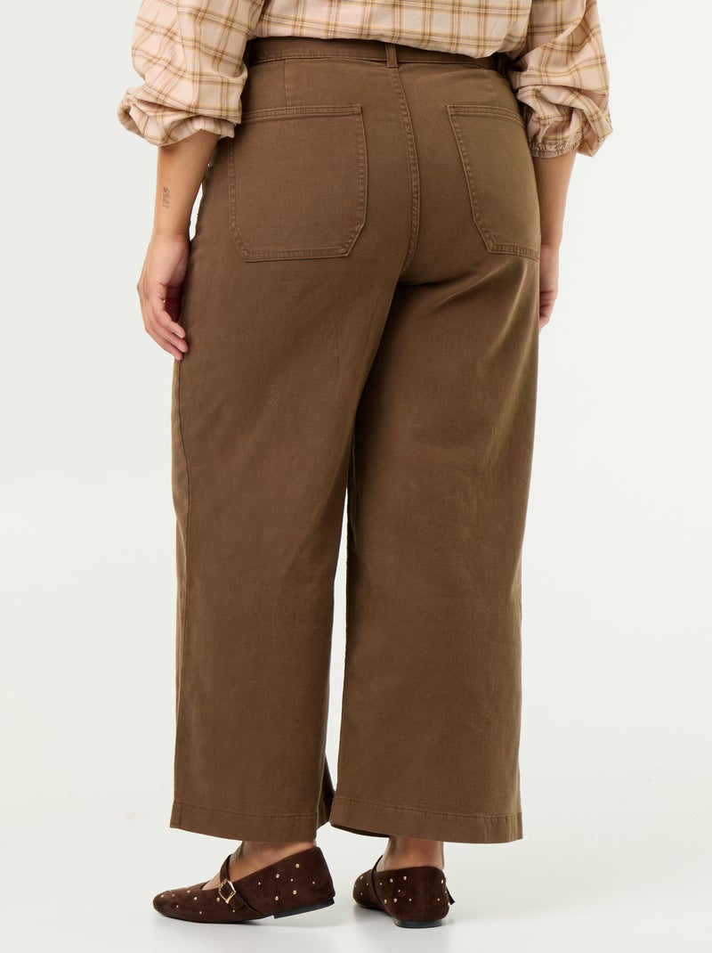 Calças de corte largo / wide leg cintura standard Castanho - Kiabi