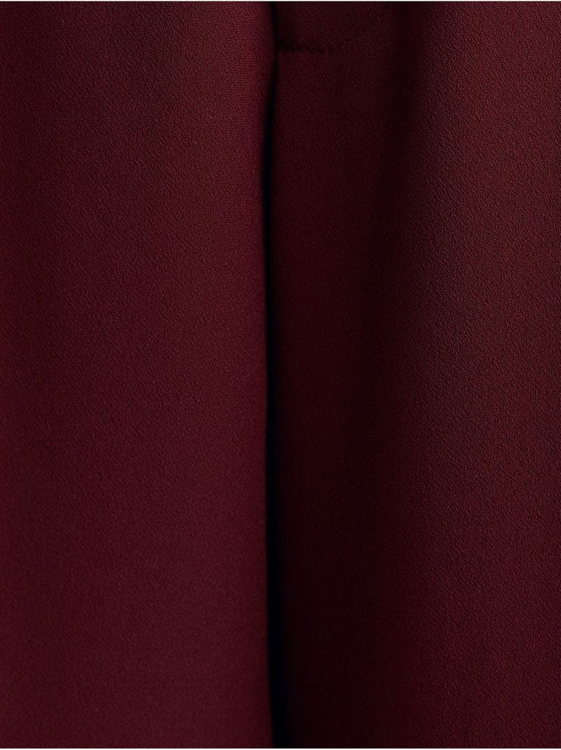 Calças de crepe de cintura subida e perna larga Vermelho bordô - Kiabi