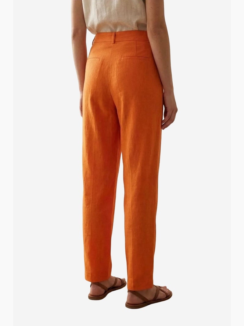 Calças de crepe de cintura subida e perna reta my fashion Laranja - Kiabi