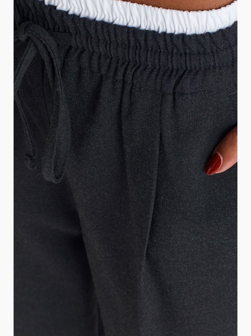 Calças de crepe de perna larga dilvin Cinza-preto - Kiabi