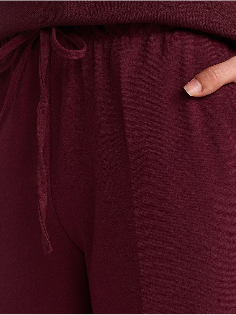 Calças de crepe de perna larga dilvin Vermelho bordô - Kiabi