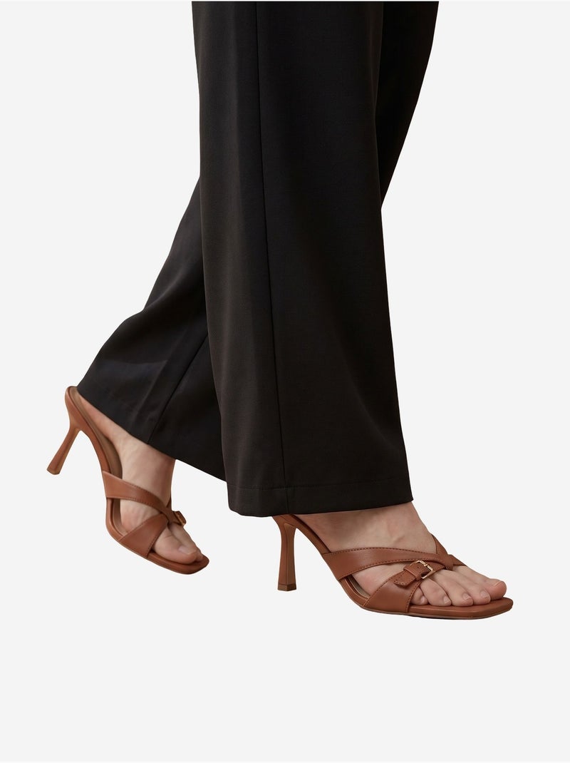 Calças de crepe de perna larga e cintura alta my fashion Preto - Kiabi