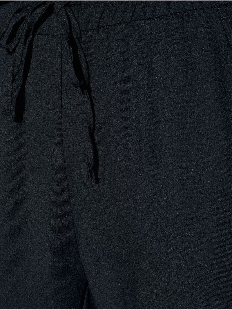 Calças de crepe de perna larga para mulher Preto - Kiabi