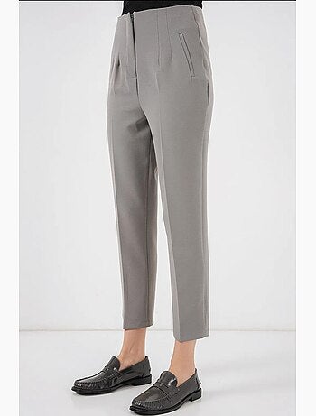 Calças de crepe slim fit de cintura subida e comprimento pelo tornozelo bdart