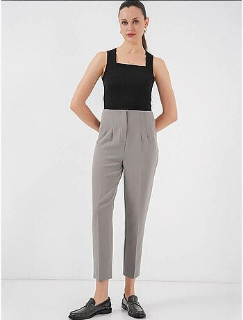 Calças de crepe slim fit de cintura subida e comprimento pelo tornozelo bdart