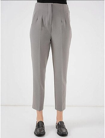 Calças de crepe slim fit de cintura subida e comprimento pelo tornozelo bdart