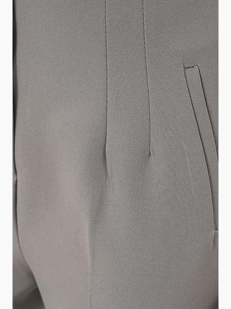 Calças de crepe slim fit de cintura subida e comprimento pelo tornozelo bdart Cinza - Kiabi