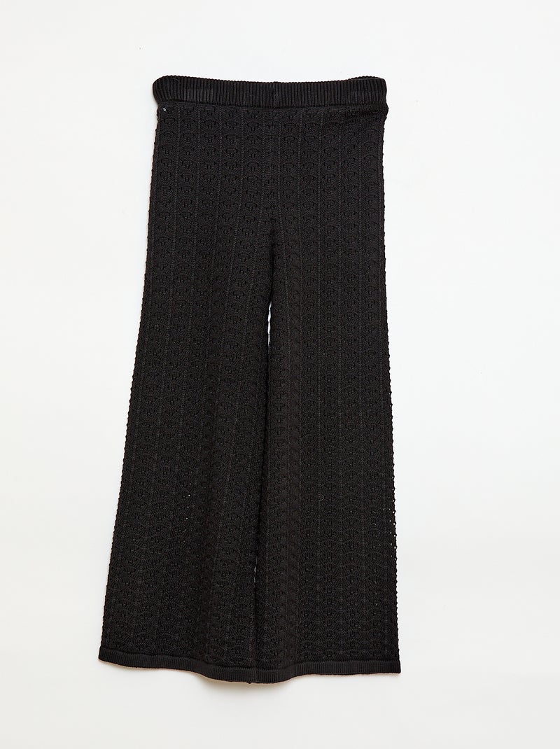 Calças de crochet com corte flare / evasê Preto - Kiabi