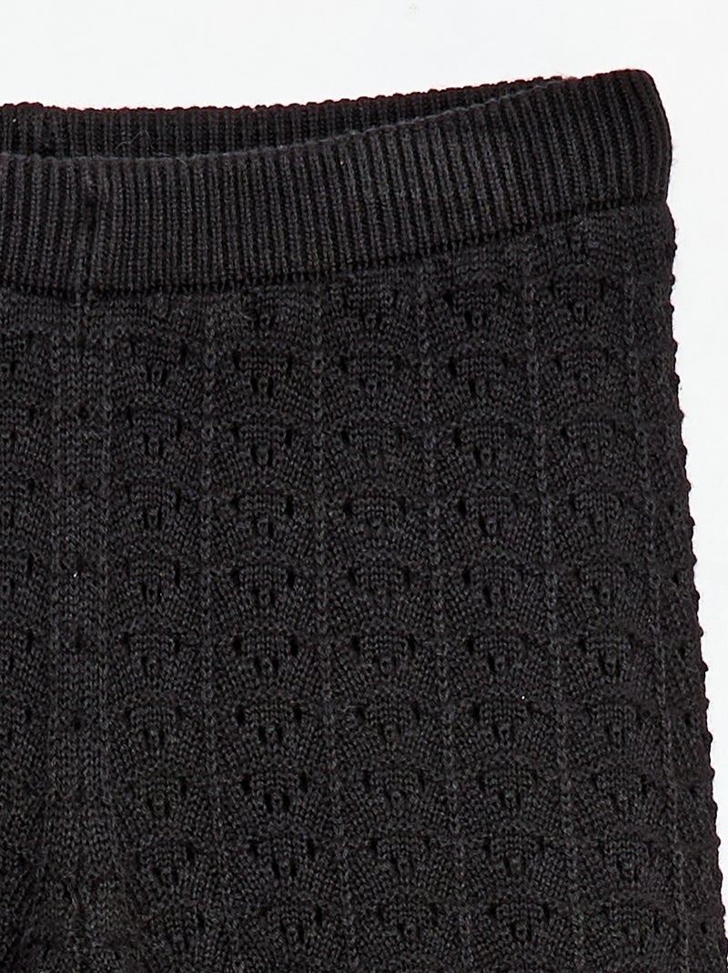 Calças de crochet com corte flare / evasê Preto - Kiabi