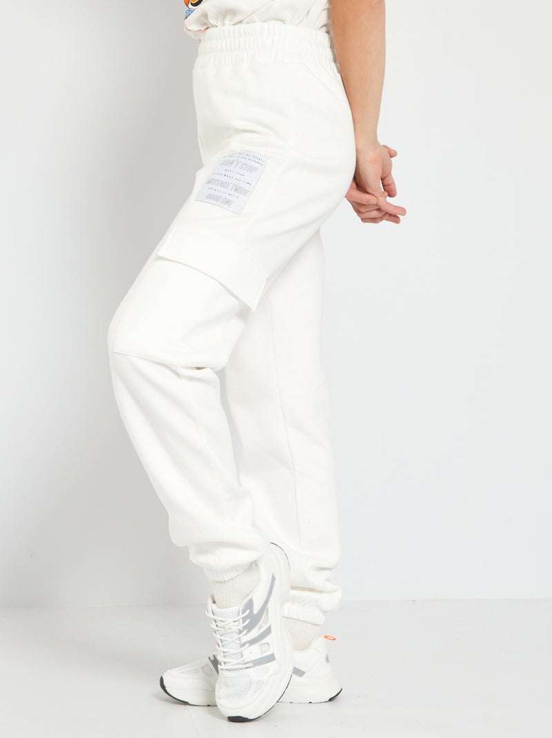 Calças de desporto com bolsos com abas Branco - Kiabi