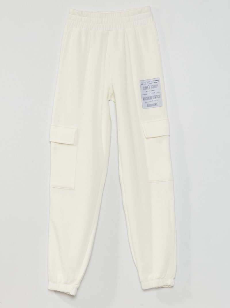Calças de desporto com bolsos com abas BRANCO - Kiabi