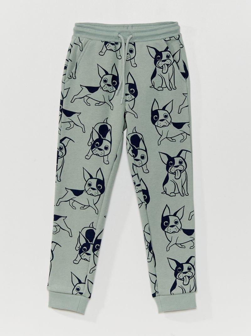Calças de desporto em moletão estampado AZUL - Kiabi