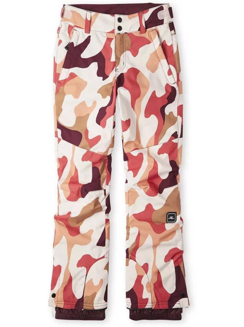 Calças de Esqui Estampadas O'Neill Star para Menina Branco/Vermelho Vermelho - Kiabi
