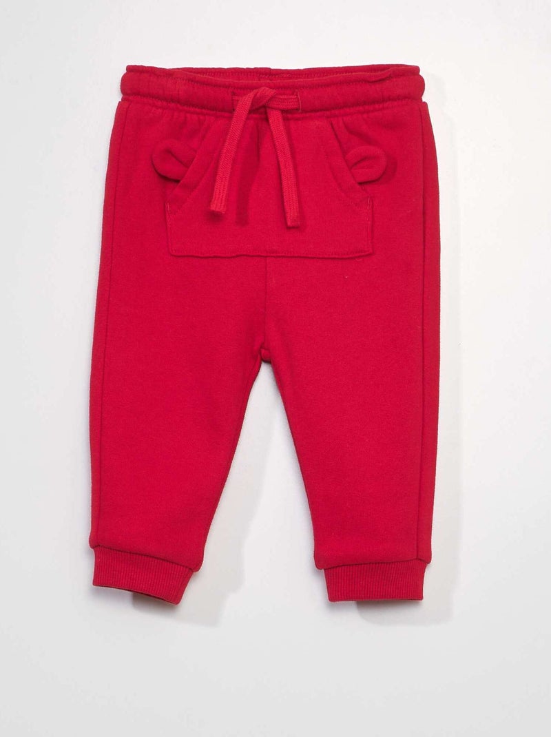 Calças de fato de treino com bolso canguru VERMELHO - Kiabi