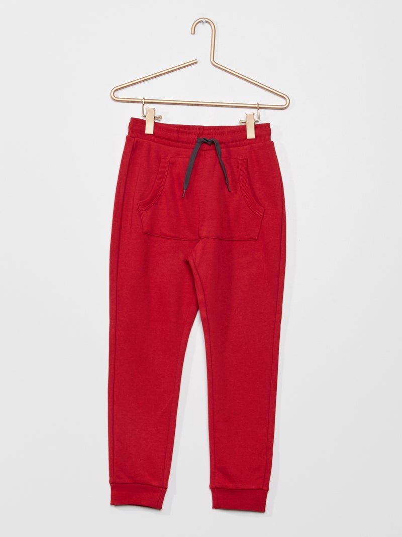 Calças de fato de treino com bolso canguru Vermelho Vinho - Kiabi