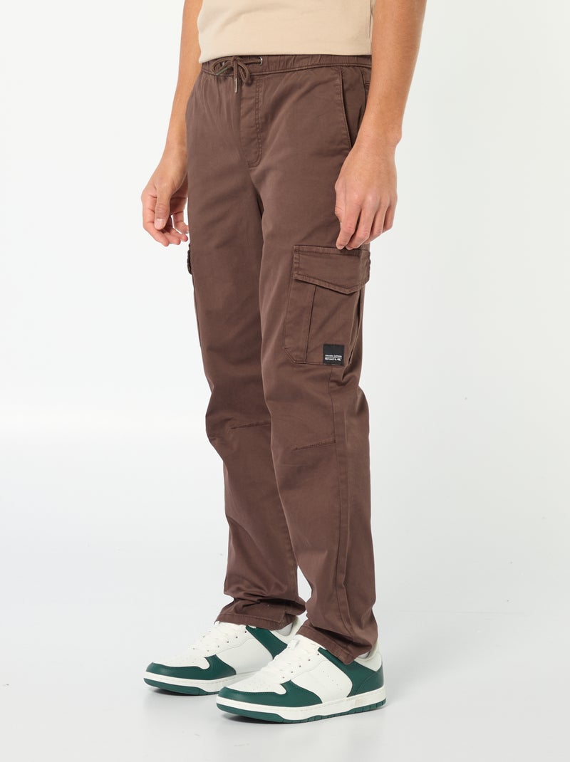 Calças de fato de treino com bolsos de aba Castanho - Kiabi