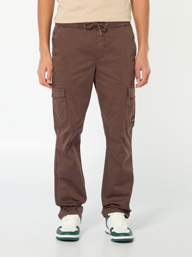 Calças de fato de treino com bolsos de aba Castanho - Kiabi