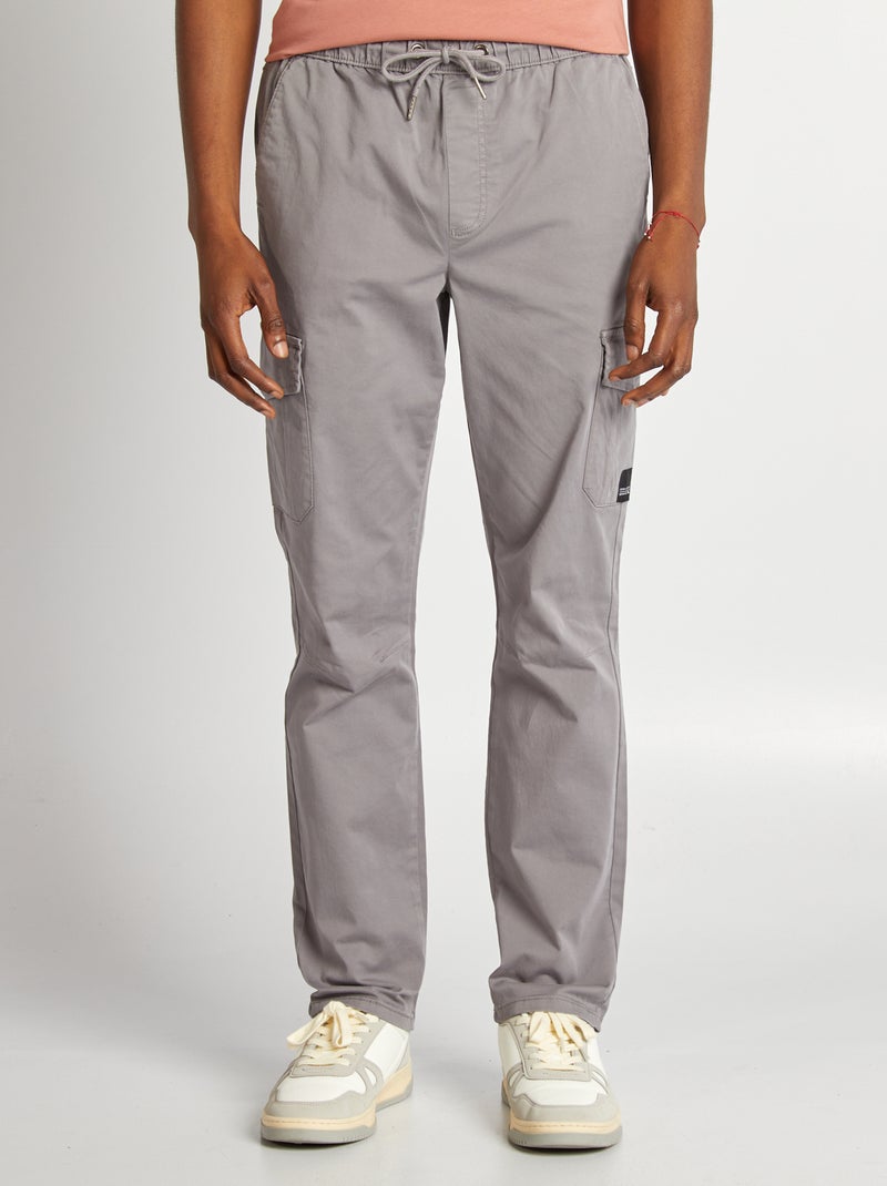 Calças de fato de treino com bolsos de aba CINZA - Kiabi