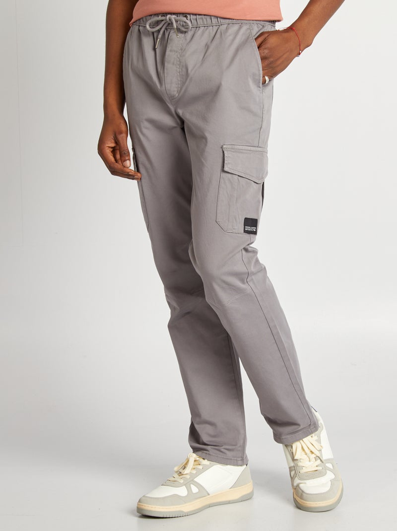 Calças de fato de treino com bolsos de aba CINZA - Kiabi