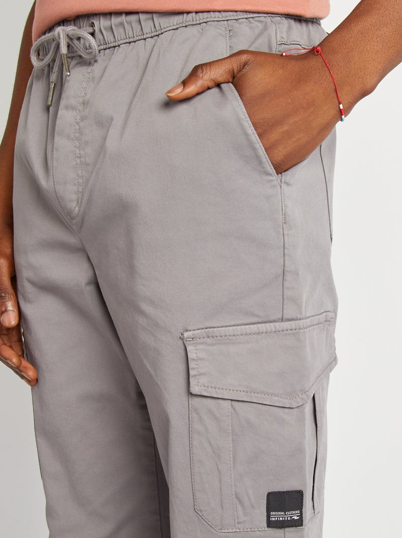 Calças de fato de treino com bolsos de aba CINZA - Kiabi