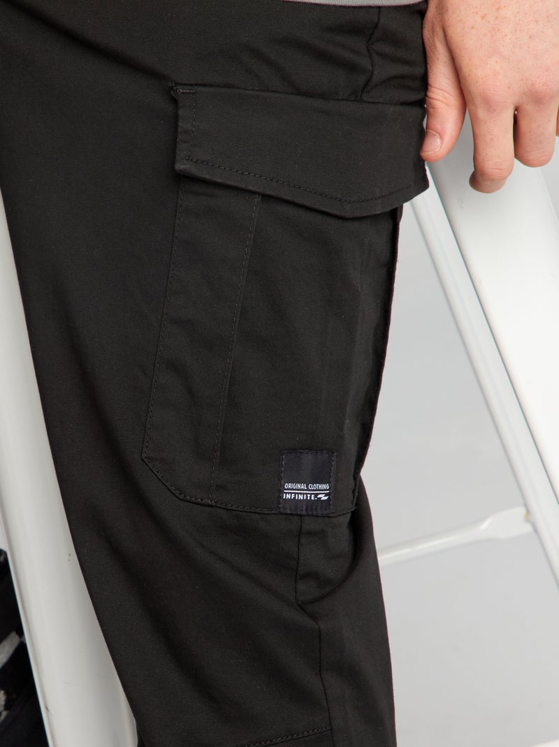 Calças de fato de treino com bolsos de aba Preto - Kiabi