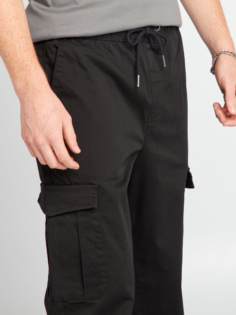 Calças de fato de treino com bolsos de aba Preto - Kiabi