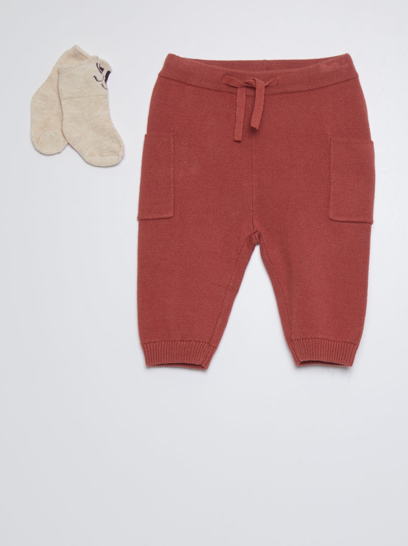 Calças de fato de treino com bolsos de chapa + meias VERMELHO - Kiabi