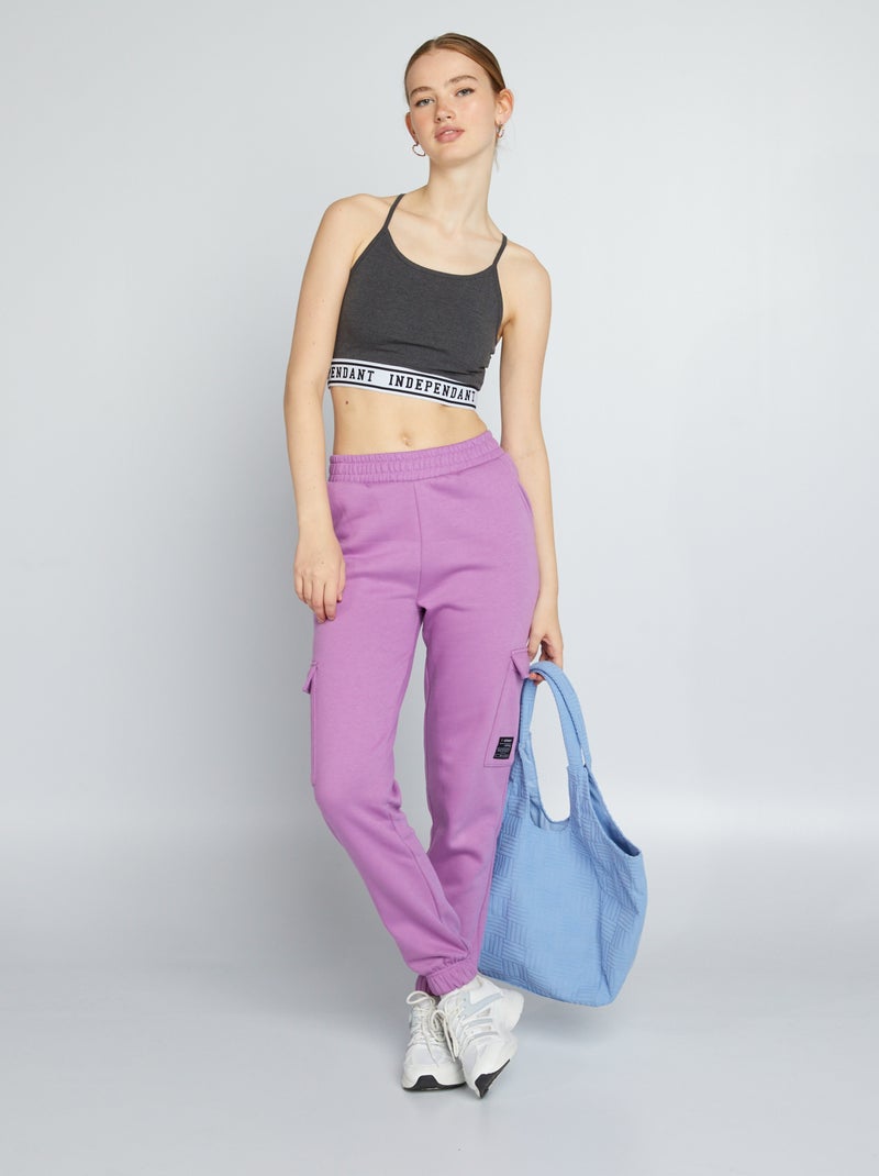 Calças de fato de treino com bolsos e dobras ROSA - Kiabi