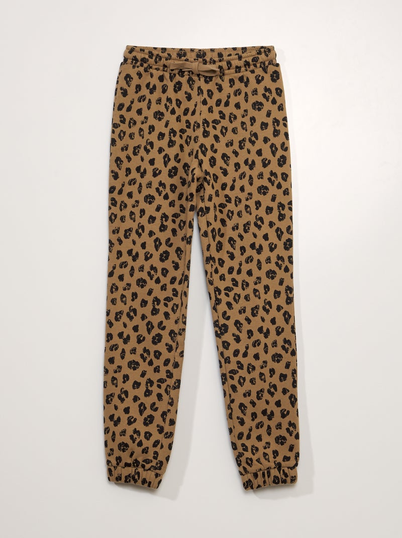 Calças de fato de treino com motivo leopardo CASTANHO - Kiabi
