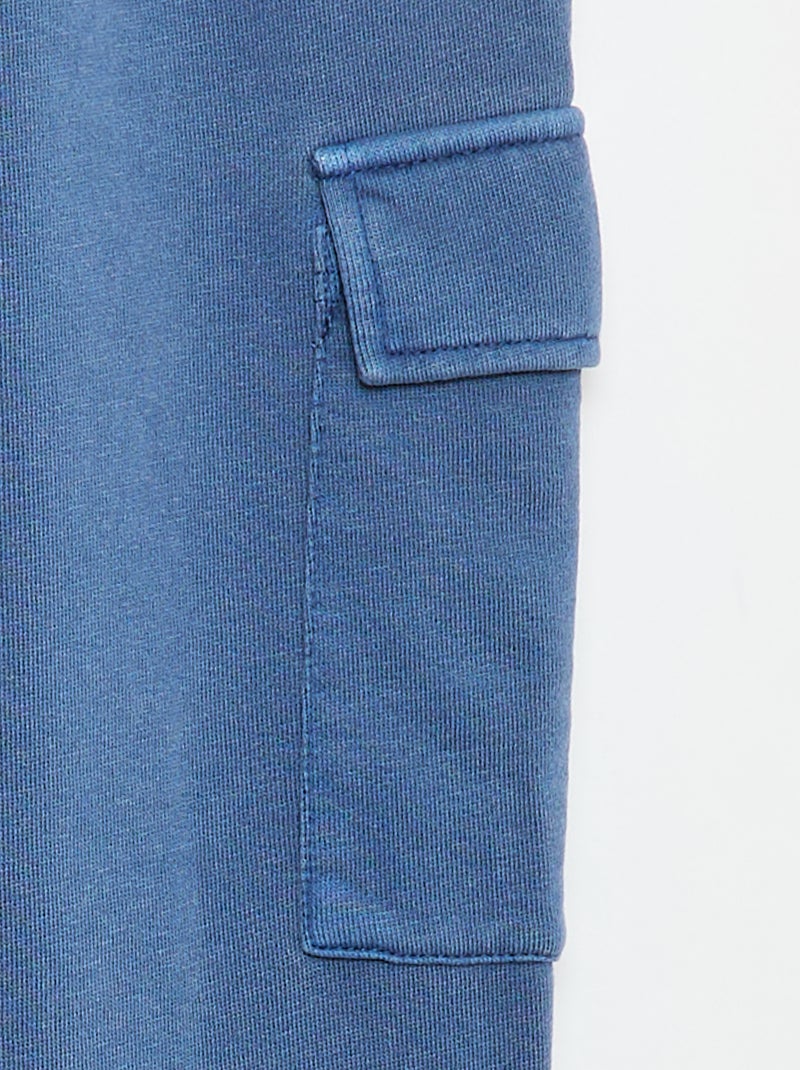 Calças de fato de treino com vários bolsos em moletão leve Azul - Kiabi
