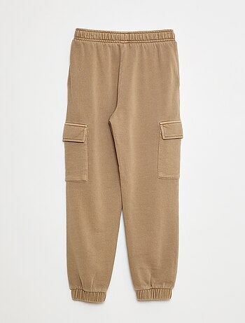 Calças de fato de treino com vários bolsos em moletão leve