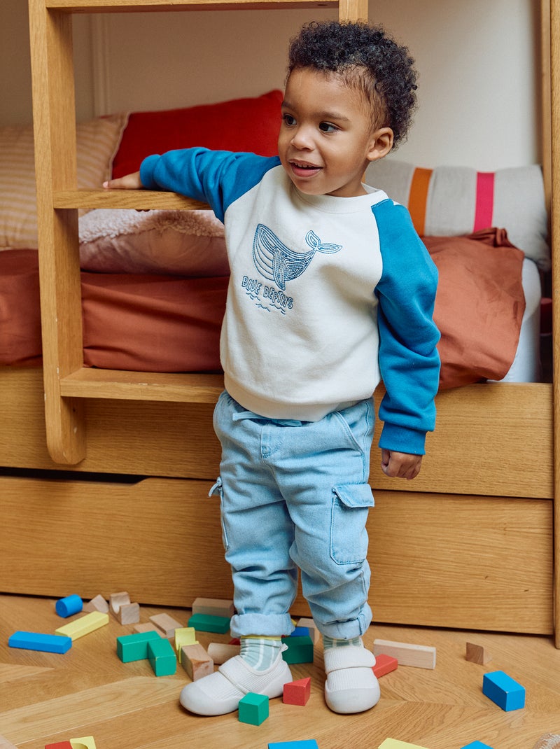 Calças de fato de treino de ganga com bolsos Azul - Kiabi