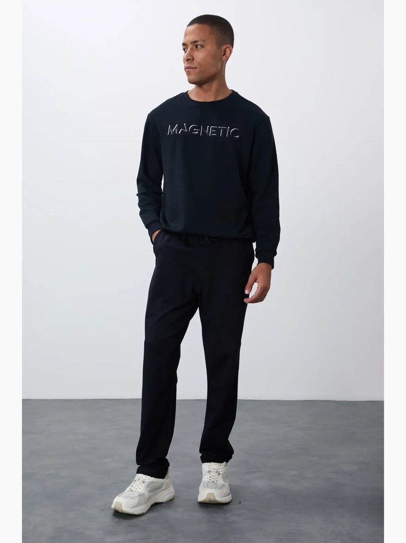 Calças de fato de treino de homem regular fit em mistura de algodão tommy Azul-lago - Kiabi