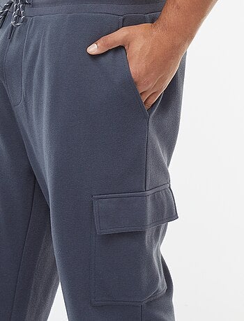 Calças de fato de treino de malha piqué com bolsos com aba