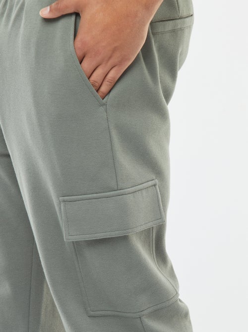 Calças de fato de treino de malha piqué com bolsos com aba - Kiabi